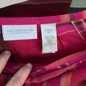 Liz Claiborne Hot Pink Plaid Cotton Skirt